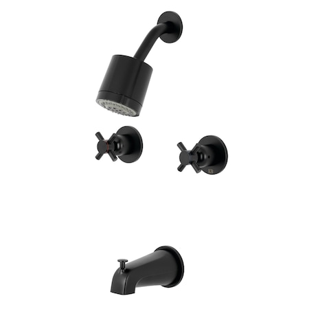 Tub And Shower Faucet, Matte Black, Wall Mount